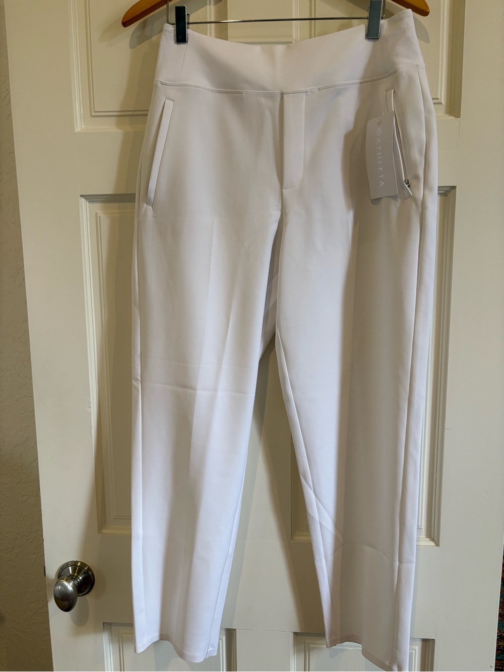 Athleta White Straight-Leg Pull-On Pants